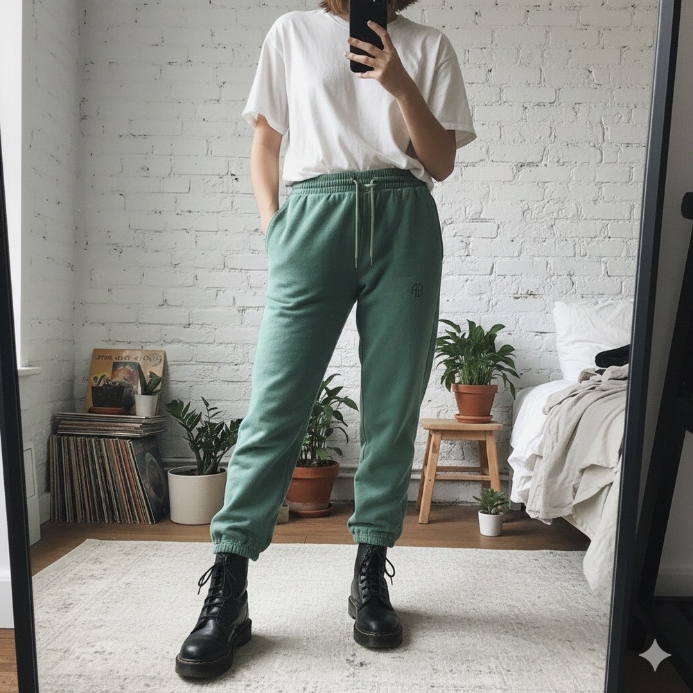 Anine Bing Sport Sweatpants Womens XS Green‎ Organic Cotton Joggers Lounge